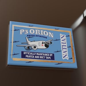 Imán de avión de aviación naval P3 Orion / Imán rectangular / Regalo para veteranos de la Marina