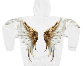 White Angel Wings Hoodie, Frontpocket Hoodie, Wings Blouse, Gift