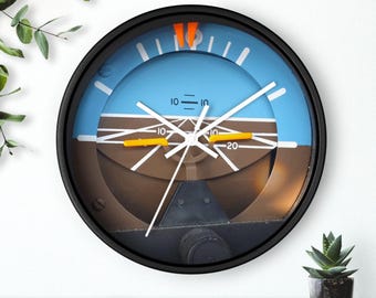 Aviation Instrument Wall Clock  | Airplane Cockpit Dials Timepiece  |  Pilot Personalized Gift