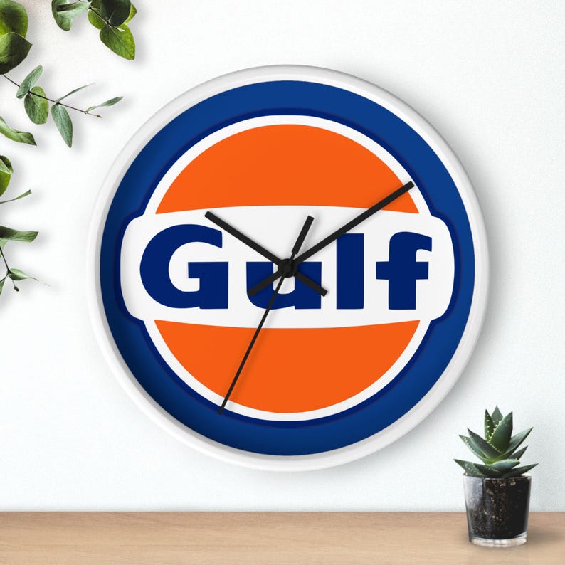Retro Gulf Oil Racing Logo Wall Clock: Man Cave Garage Art - Etsy