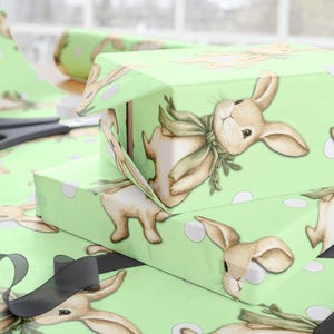 Bunny Rabbit Wrapping Paper: Sage Green Polka Dot Gift Wrap