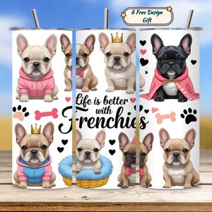 French Bulldog Tumbler, Frenchie Tumbler Wrap, Dog Mom PNG, 20oz Skinny Tumbler Design, Digital Sublimation, Cute Pet Wrap Design