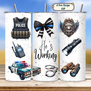Police Tumbler Wrap, Policeman PNG, 20oz Skinny Sublimation Design, Police Officer Wife Gift, Digital Download, Law Enforcement Cup Design