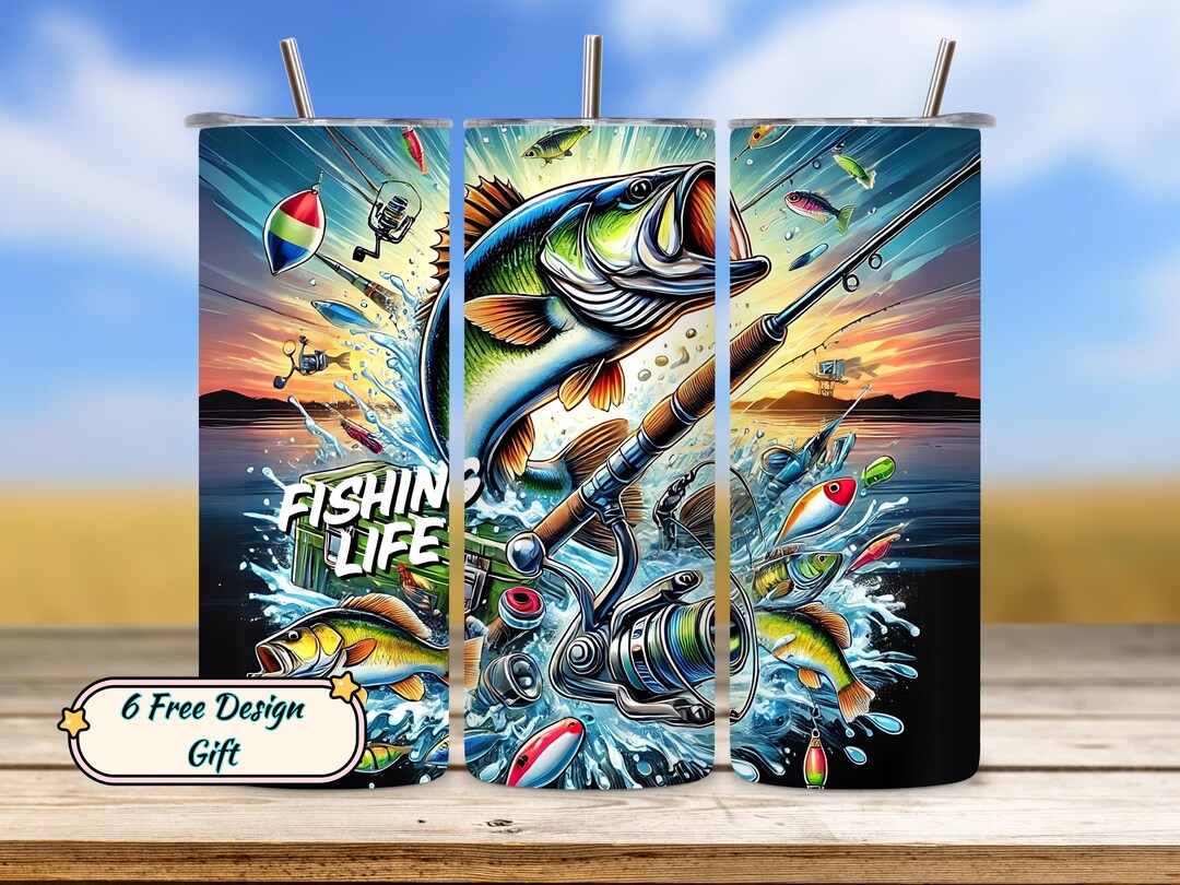 Fishing Life Tumbler Wrap, Fisherman 20oz Tumbler Png, Skinny Tumbler ...