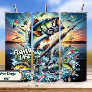 Fishing Life Tumbler Wrap, Fisherman 20oz Tumbler Png, Skinny Tumbler Sublimation, Fishing Tumbler Design, Digital Download