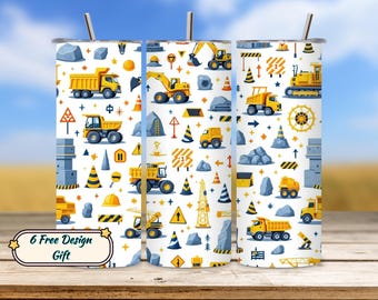 Bau Tumbler Wrap 20 Unzen, Kinder Sublimation PNG, Jungen Flip Tumbler Design, Kleinkind Cup Wrap, Baukunst, Straight Tumbler Wrap