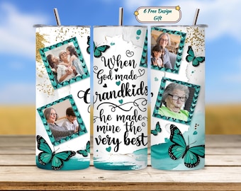 Grandma tumbler png, photo frame tumbler png, Mother's Day tumbler design, 20oz skinny sublimation, custom tumbler png, download