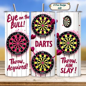 Drtboard tumbler wrap, darts sublimation png, 20 oz skinny design, digital wrap for tumbler, game theme seamless download