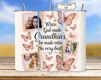 Grandma tumbler png, photo frame tumbler png, Mother's Day tumbler design, 20oz skinny sublimation, custom tumbler png, download