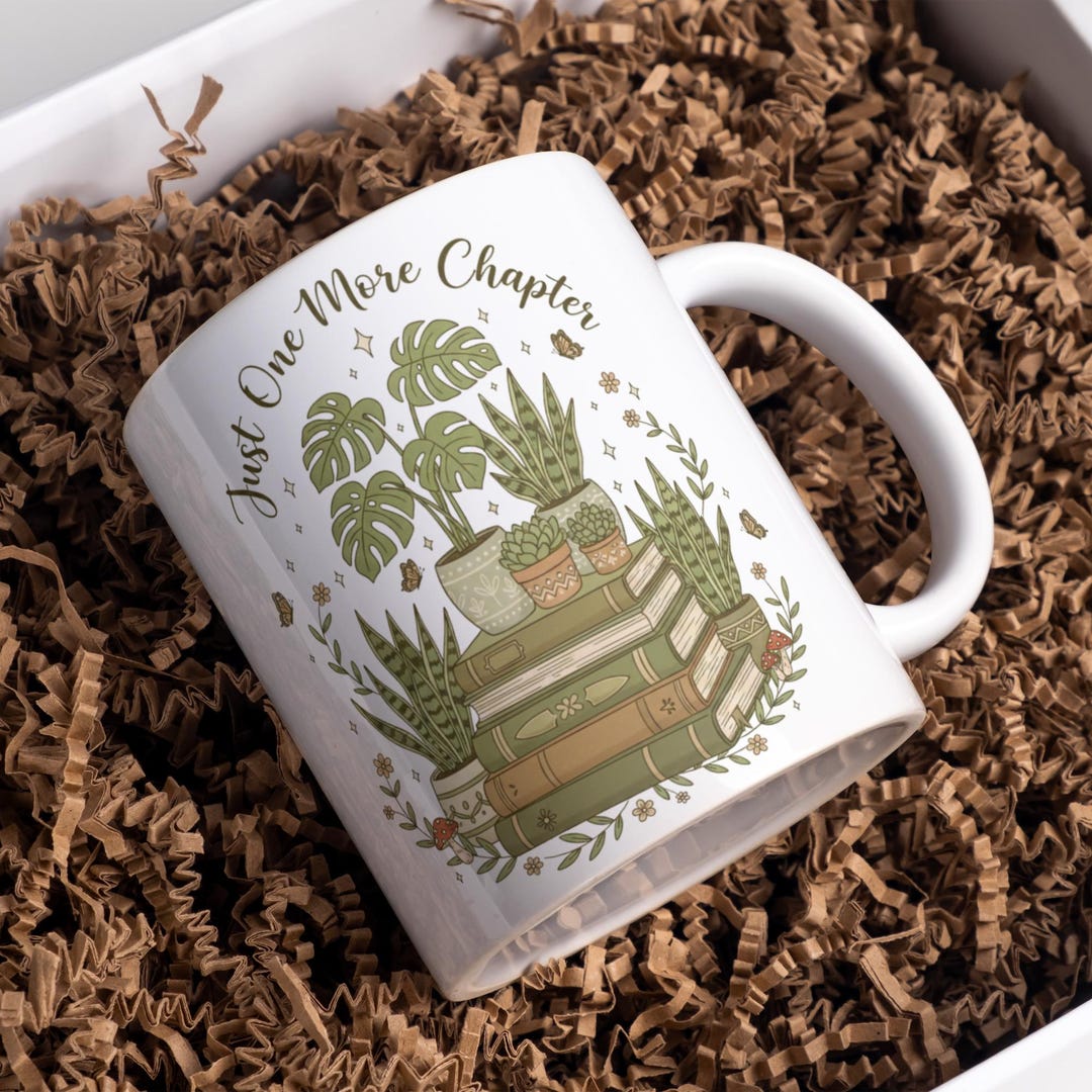 One More Chapter Mug Wrap PNG Botanical Book Coffee Mug Sublimation ...