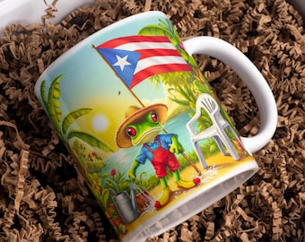 Puerto Rico 11oz 15oz Mug Wrap PNG, Sapo Concho Boricua Design, Debi Tirar Fotos Flag Mug Sublimation