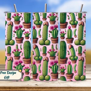 Divertente tumbler di cactus, design di sublimazione di umorismo per adulti, tumbler sottile da 20 once PNG, involucro di pianta di cactus, download digitale di tumbler dritto