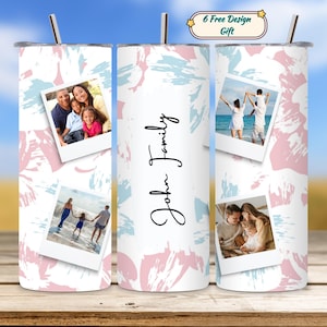 Colagem de fotos personalizada em formato PNG, adicione seu próprio texto e imagens, modelo de sublimação skinny de 20 onças, design de presente personalizado