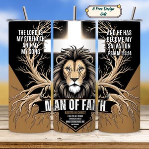 Man of Faith Tumbler, Christian Man Wrap, Rooted in Christ PNG, Bible Verse Tumbler, 20oz Sublimation Design, Instant Download