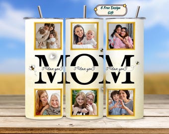Mama Foto Tumbler PNG, ich liebe dich Mama Tumbler Wrap 20oz, Skinny Tumbler Sublimation Design, Muttertagsgeschenk, individuelle Fotocollage