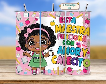 Esta Maestra 20oz Skinny Tumbler Wrap PNG, Design per Tumbler per Insegnanti di Spagnolo, Regalo di Apprezzamento per Insegnanti, File Digitale per Sublimazione Scolastica