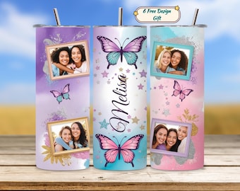 Personalisierte Becherverpackung, Name Becherdesign, Foto Becher png, 20 Unzen skinny Sublimation, benutzerdefinierte Cup Wrap, nahtlose digitale Datei