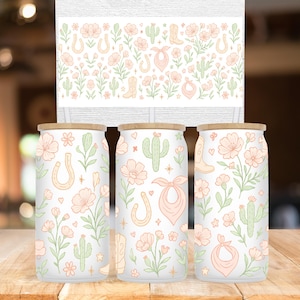 Girly Cowgirl Glass Can Wrap, 16oz Glass Can Wrap Png, Cowgirl Png, Western Glass Can Png, Girly Png, Glass Can Wrap, Glass Can Design