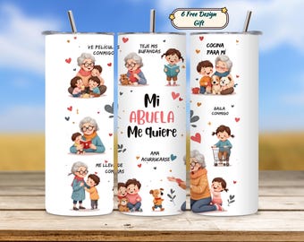 Spanischer Tumbler Wrap, Oma Tumbler PNG, Mi Abuela Sublimationsdesign, Muttertag 20 oz Skinny Wrap, digitaler Download Tumbler Design