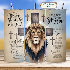 Man of Faith Tumbler, Christian Wrap PNG, 20oz Skinny Tumbler Design, Pastor Gift Sublimation, Bible Verse Digital Download