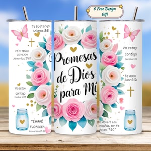 Promesas De Dios Wrap, Bibel Vers Tumbler PNG, 20 Unze Skinny Sublimation, Christian Faith Design, Straight Tumbler Printable