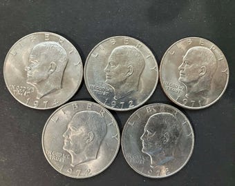 Eisenhower "Ike" Dollars Circulated Clad Coins  Random Dates Lot of 5