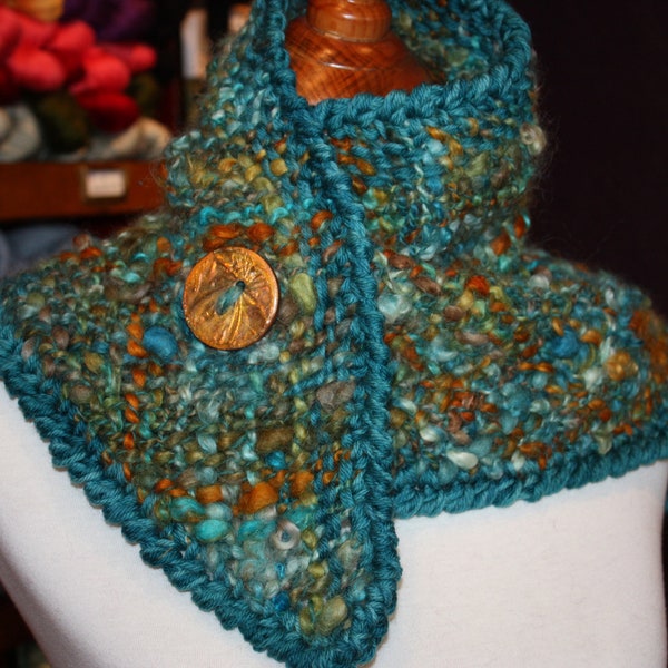 WINTER CLEARANCE SALE Patina Penny Handwoven Shawlette Scarf Cowl Holiday Gift