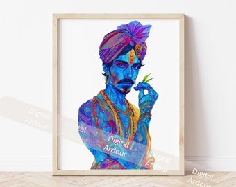 Arte de la pared india, arte vibrante, arte Desi, arte indio, arte de la pared del sur de Asia, arte de la pared boho, arte detallado intrincado, arte hindú, arte étnico
