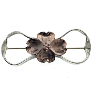 Vintage Stuart Nye Sterling & Copper Brooch, 1940s Collectible Pin, Stuart Nye Dogwood Brooch, Silver and Copper Pin, Gift for Her, Dogwood