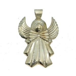Vintage Silver Angel Pendant, Repousse Angel Pendant, Hammered Silver Angel Pendant, Gift for Her, Gift for Angel Lover, Cute Angel Pendant