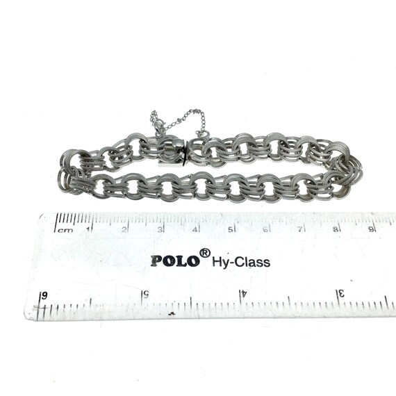 VINTAGE Sterling Silver Triple Ring Bracelet, Sil… - image 5