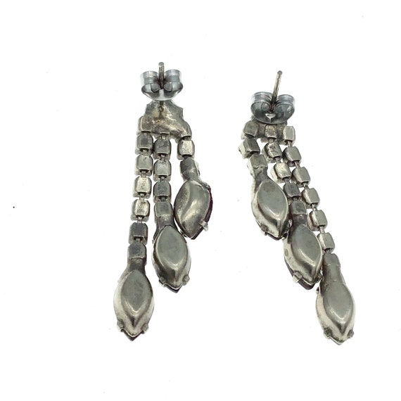 Vintage 1970s Rhodium Rhinestone Dangle Earrings,… - image 3