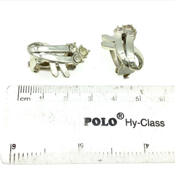 Vintage Charel Rhinestone Clip Earrings, Crystal … - image 5