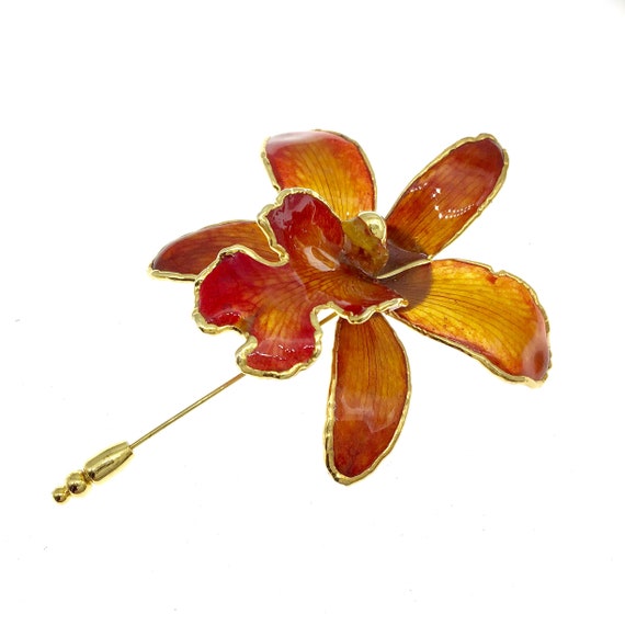 Vintage Preserved Thai Orchid Stick Pin, Genuine P