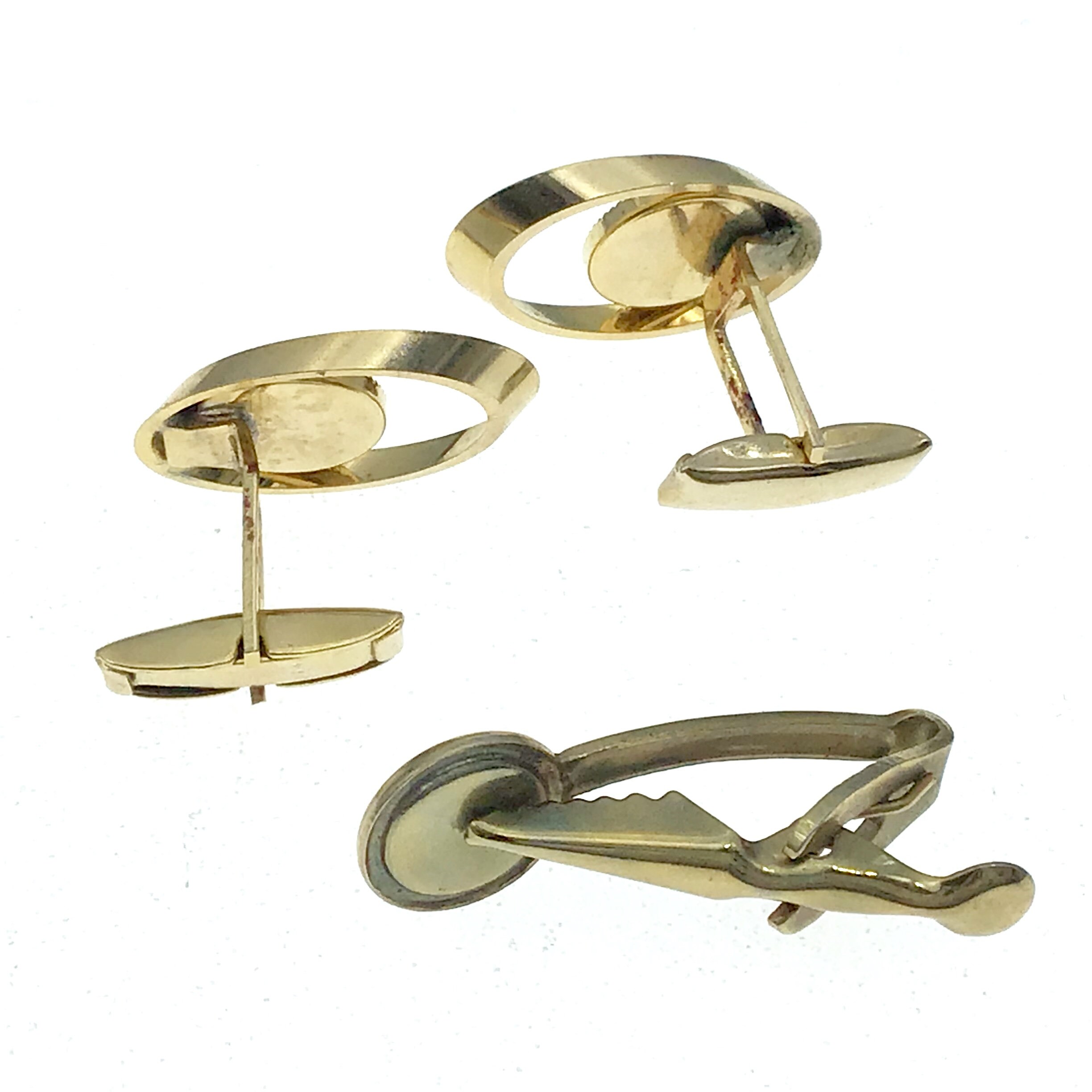 Ancienne Paire De Boutons De Manchettes En Nacre à Pince - Vintage, Bon état - Bijoux Fantaisie