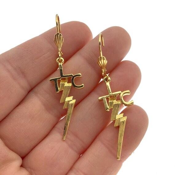 Vintage TLC Gold Plated Elvis Earrings, Elvis Tend
