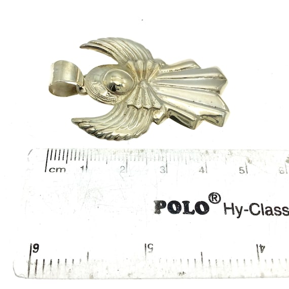 Vintage Silver Angel Pendant, Repousse Angel Pend… - image 4