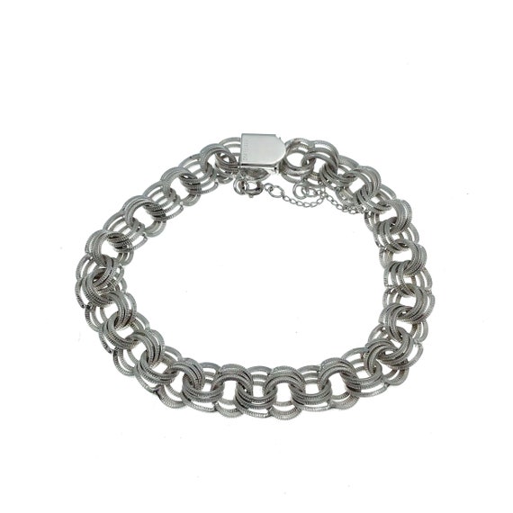 VINTAGE Sterling Silver Triple Ring Bracelet, Sil… - image 3