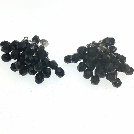 Vintage Coro Black Crystal Cluster Earrings, Gift… - image 2