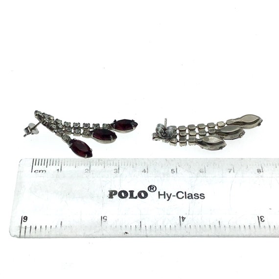 Vintage 1970s Rhodium Rhinestone Dangle Earrings,… - image 4