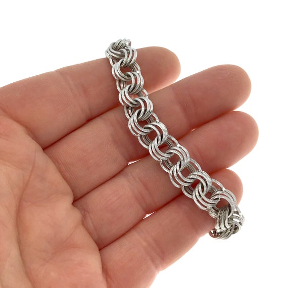 VINTAGE Sterling Silver Triple Ring Bracelet, Sil… - image 2