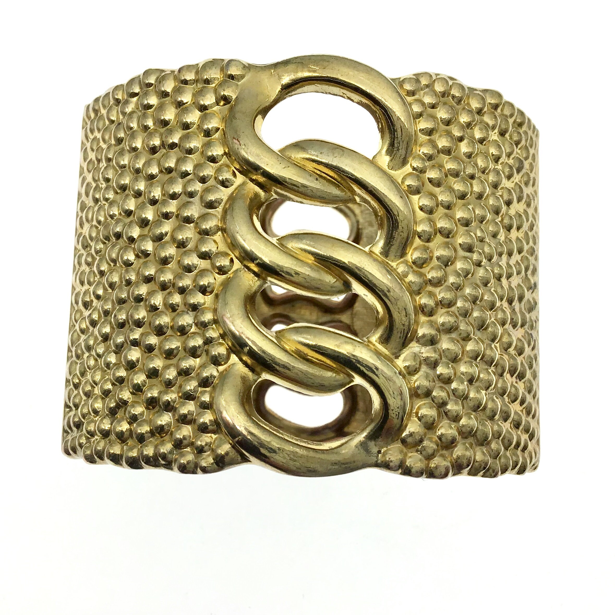Vintage WIDE Gold Clamper Bracelet Goldtone Textured Cuff - Etsy
