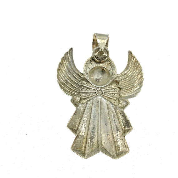 Vintage Silver Angel Pendant, Repousse Angel Pend… - image 3
