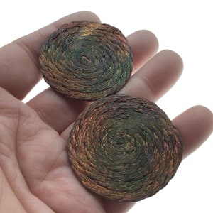 Vintage Round Copper Earrings, Copper Wire Clip Earrings, Organic Earrings, Statement Earrings, 1980s Disc Earrings, Funky Boho Cool, Fun