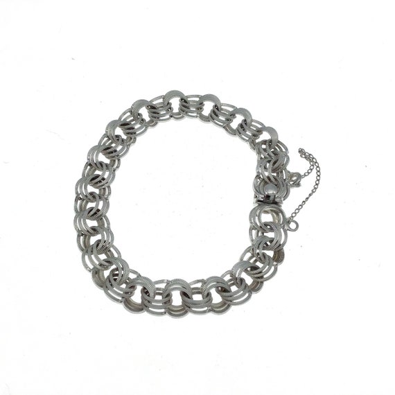 VINTAGE Sterling Silver Triple Ring Bracelet, Sil… - image 1