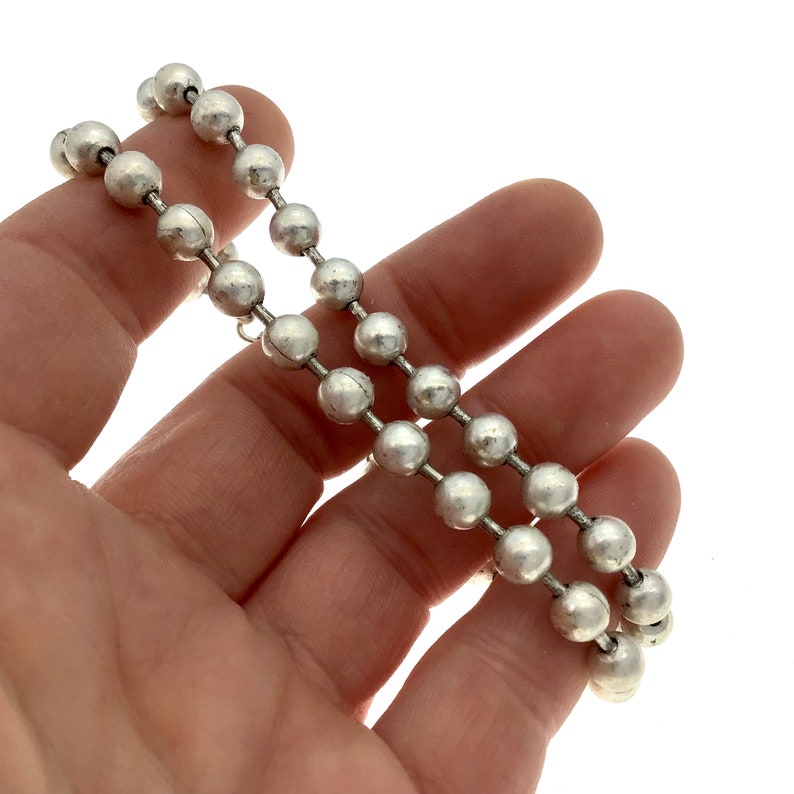 Vintage Silver Ball Bracelet Mid Century Silver Ball Bracelet Gift for Her 1970s Double Strand Matte Silver Finish Ball Chain Bracelet