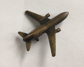 JJ Brooch, Signed JJ, Jonette Pin, Airplane Pin, Vintage Pin, Bronze, Plane, Vintage Brooch, Collectible, Detailed