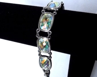 Small Wrist, Swarovski Bracelet, Crystal Bracelet, AB Crystals, Swan, Crystal Clasp, Cushion Cut, Modern, PLEASE Read, Petite