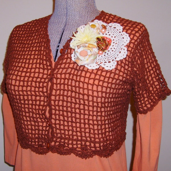 Crochet Bolero, Crochet Shrug, Crochet Sweater, Shabby Chic Layer, Altered Couture, Mori Girl Sweater, Woodland, Lightweight Sweater