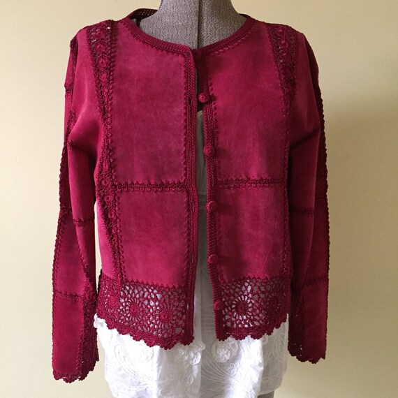 Vintage Jacket, Suede Jacket, Hot Pink Jacket, Patchw… Gem